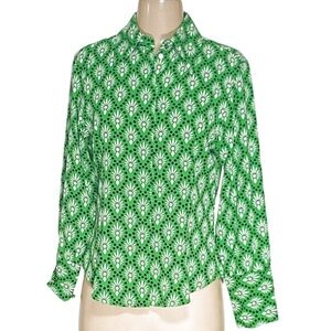 ZARA Green Floral Button-Up Top